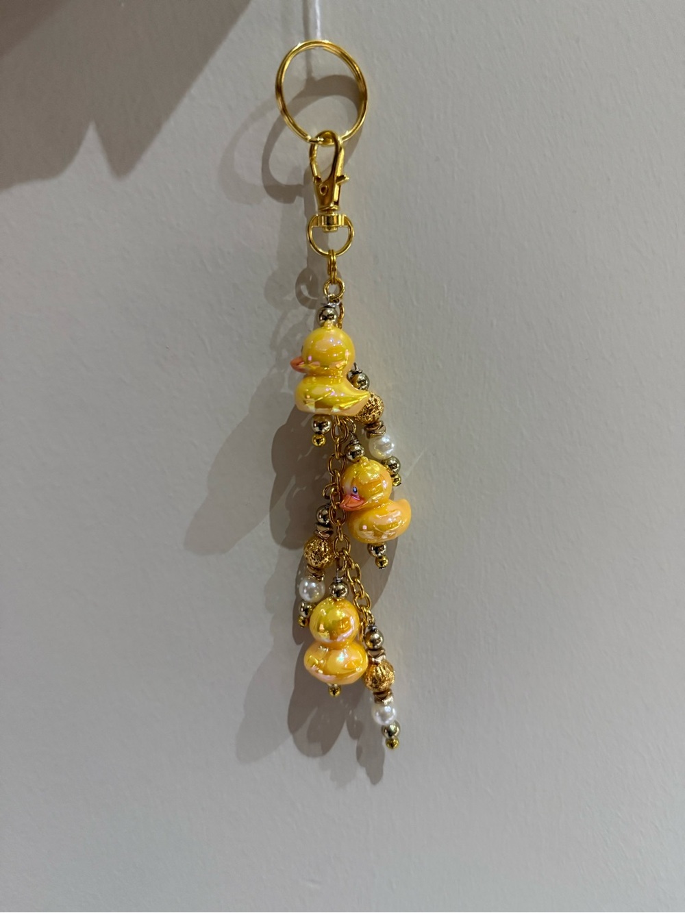 Yellow And Gold Duck Keychain Handmade